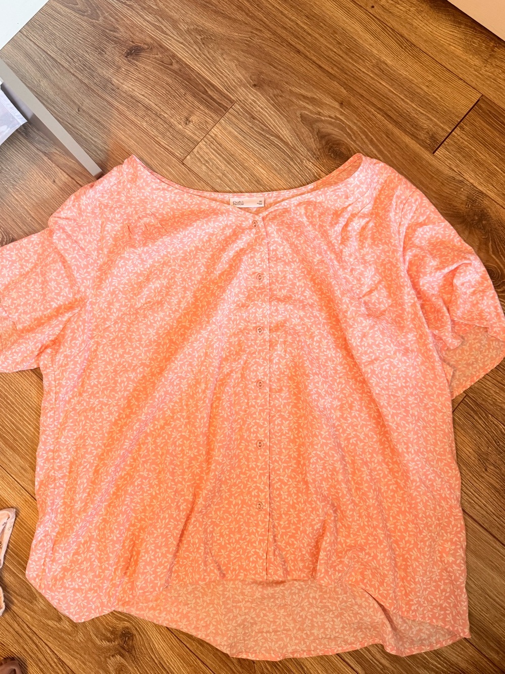 croft & barrow Coral Pink Floral Button-Back Blouse
